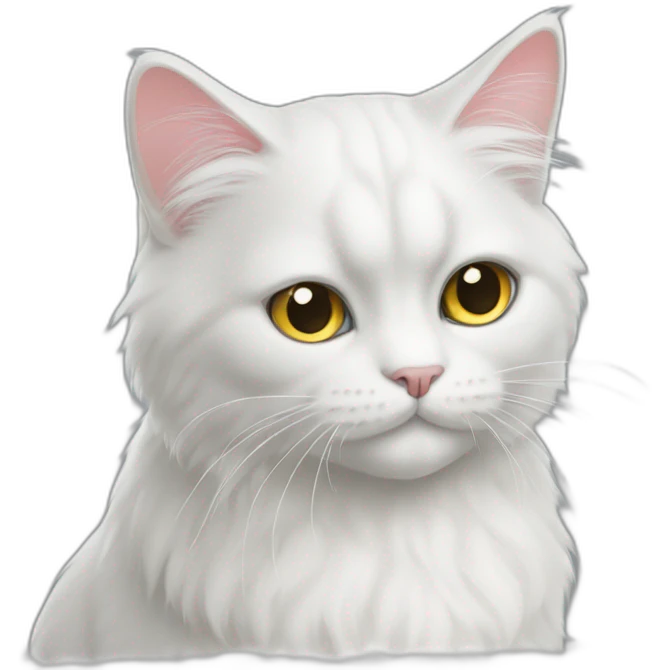 Persian white cat who’s ears and tail are grey  emoji