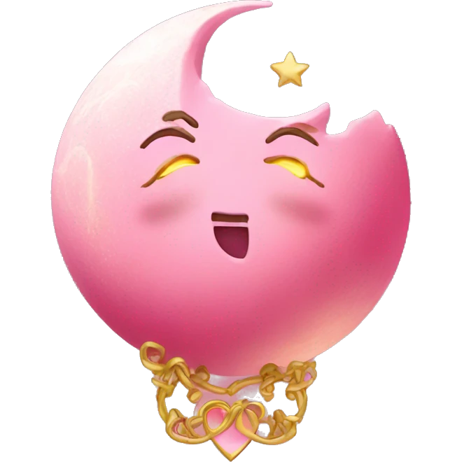 pink moon with gold heart  emoji