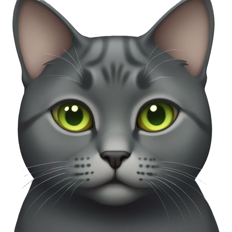  Sitting Fat dark gray short hair cat with light green eyes  emoji