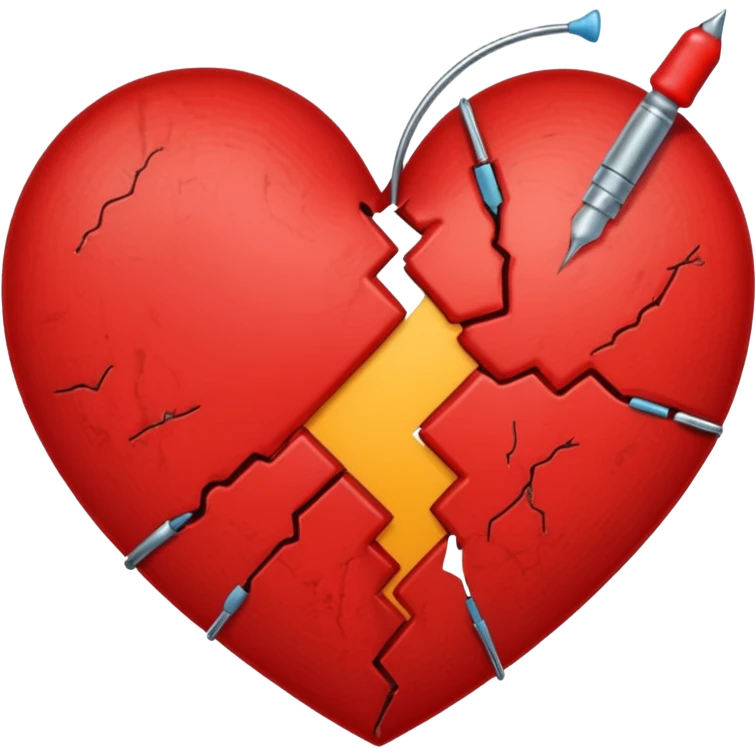 broken heart sticked together (divorce) with a needle emoji