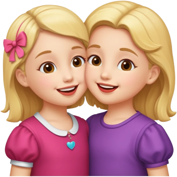 two little gals kissing emoji