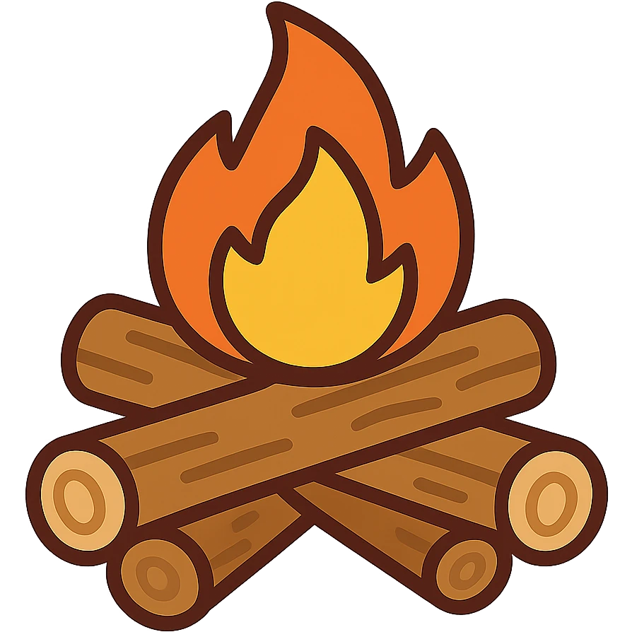 flat toon style camping firewood emoji