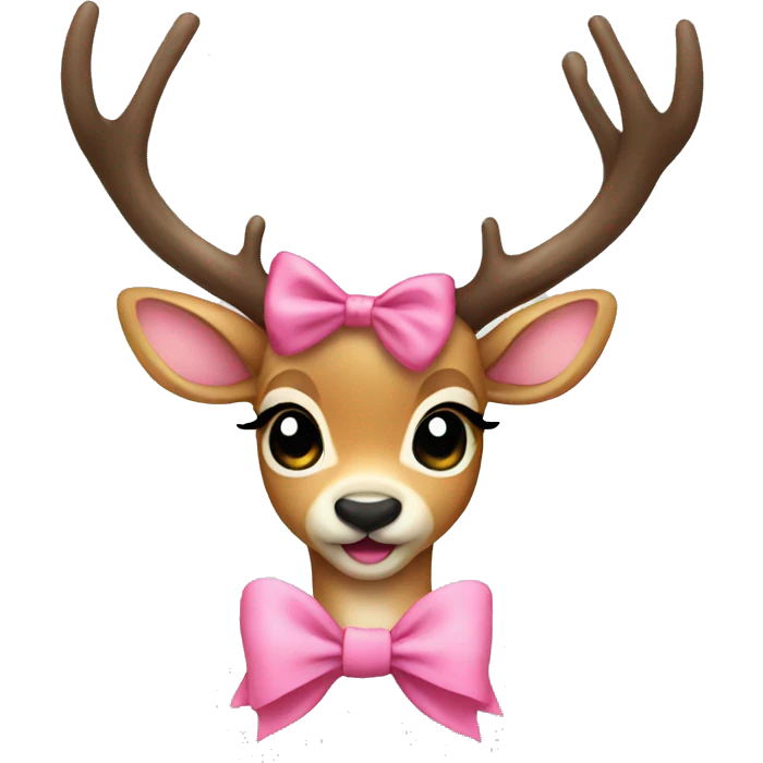 cute deer with pink bow emoji