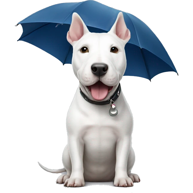White Bull terrier with umbrella  emoji