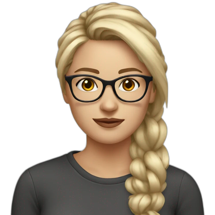 white women, dirty blonde hair, big round glasses, high ponytail emoji