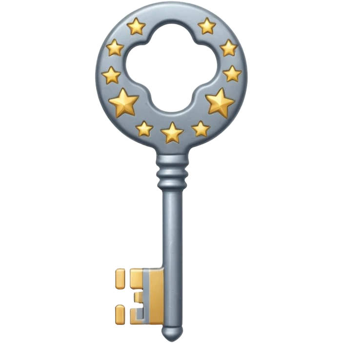 Gray key with stars over it emoji