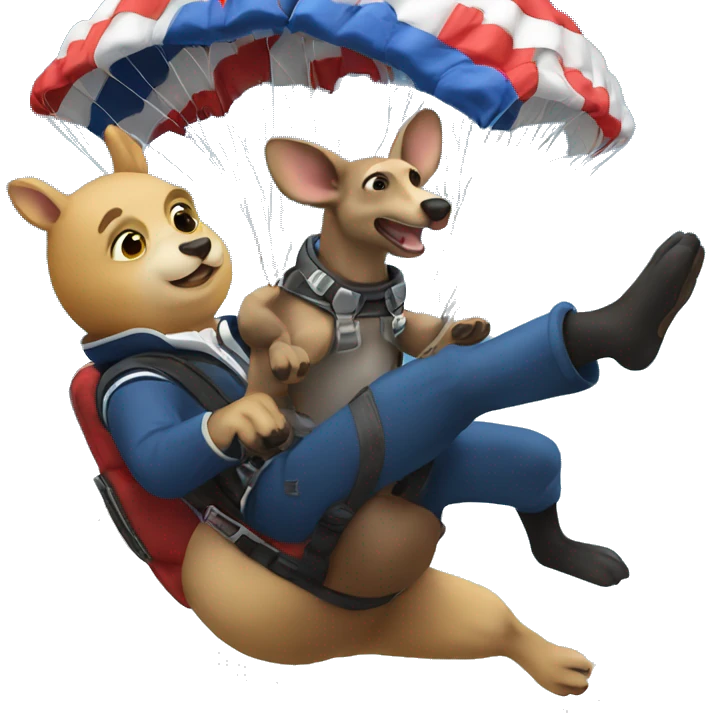 George Washington skydiving with a kangaroo emoji