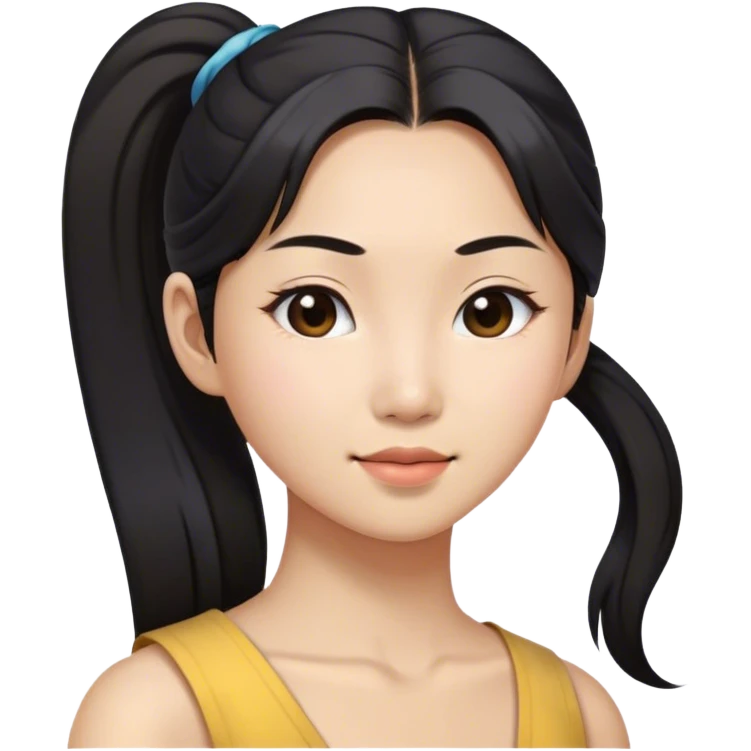 female long hair ponytail and asian  emoji