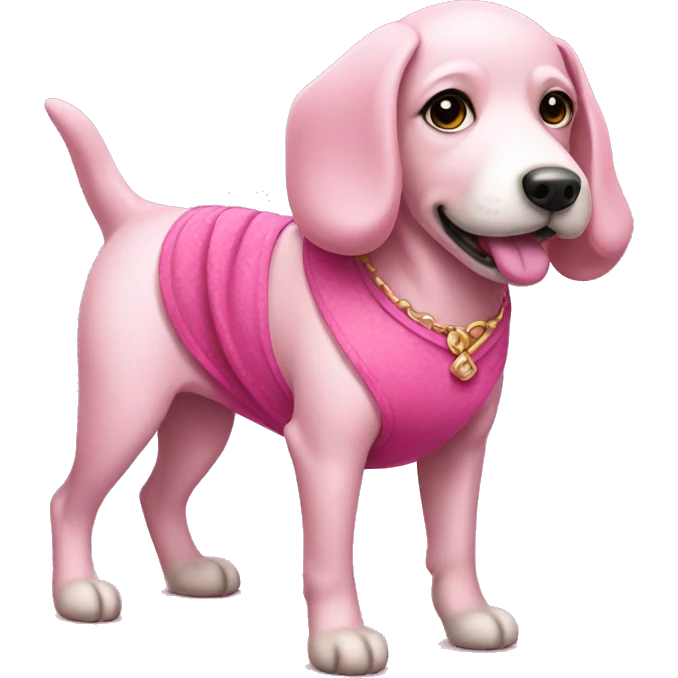 pink dog with dress on emoji