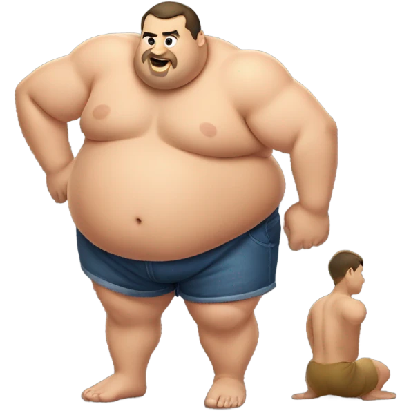 Fat man shirtless crawling emoji
