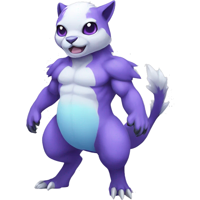 Cute cool purple white blue animal hybrid Fakemon full body emoji