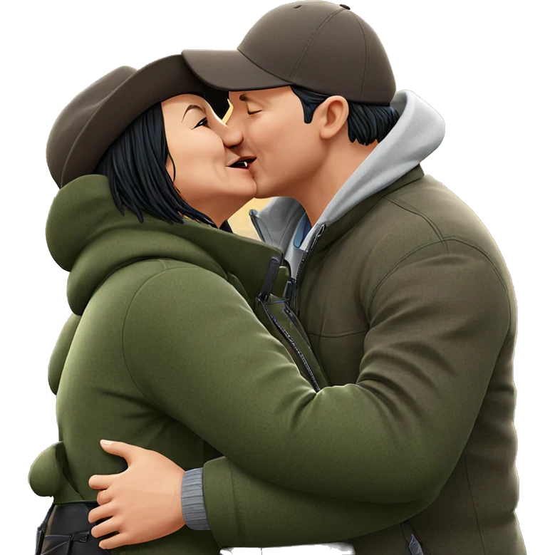 intimate outdoor couple kiss emoji