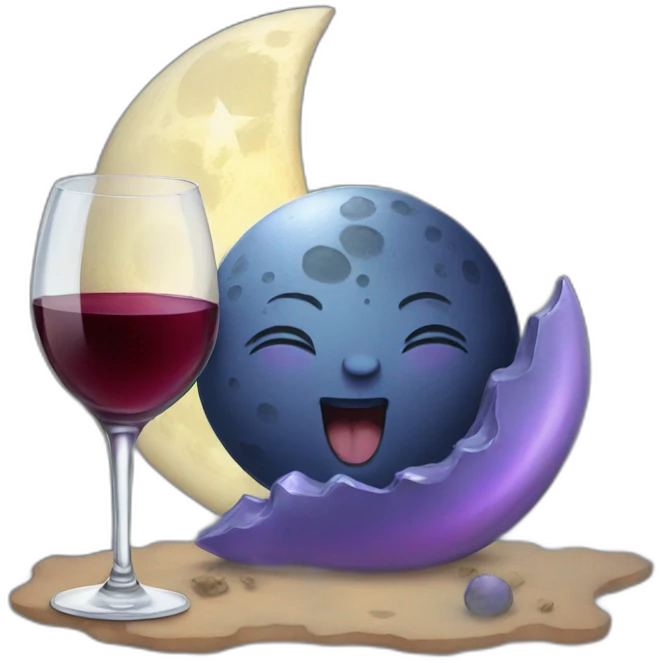 moon drinking wine emoji