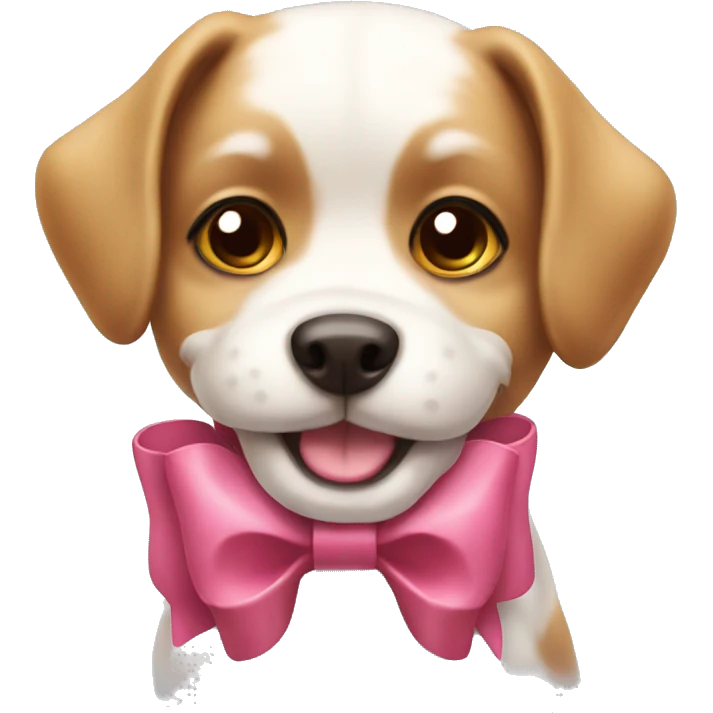 Cute dog with a little bow  emoji