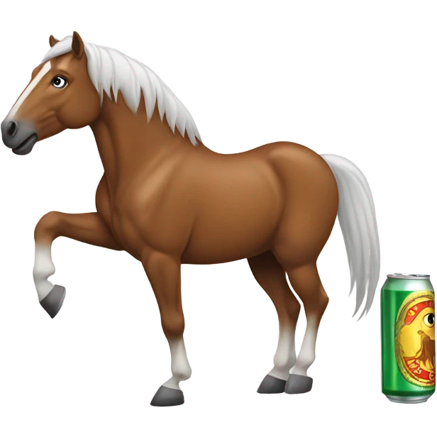 A Horse holding a beer with its leg emoji