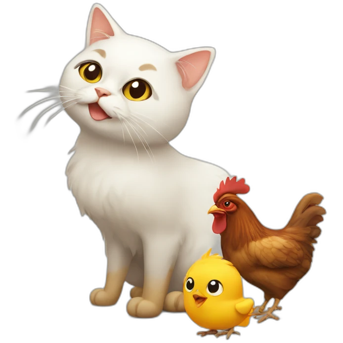 cat and chicken emoji