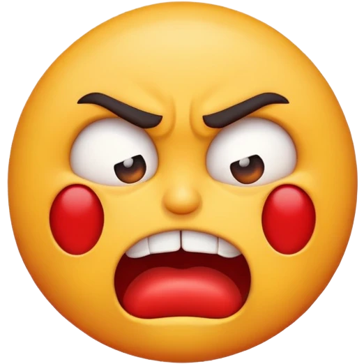 An emoji with an angry face choking itself
 emoji