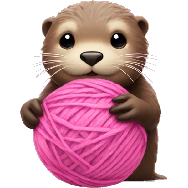 Otter ball of pink yarn in his hands emoji