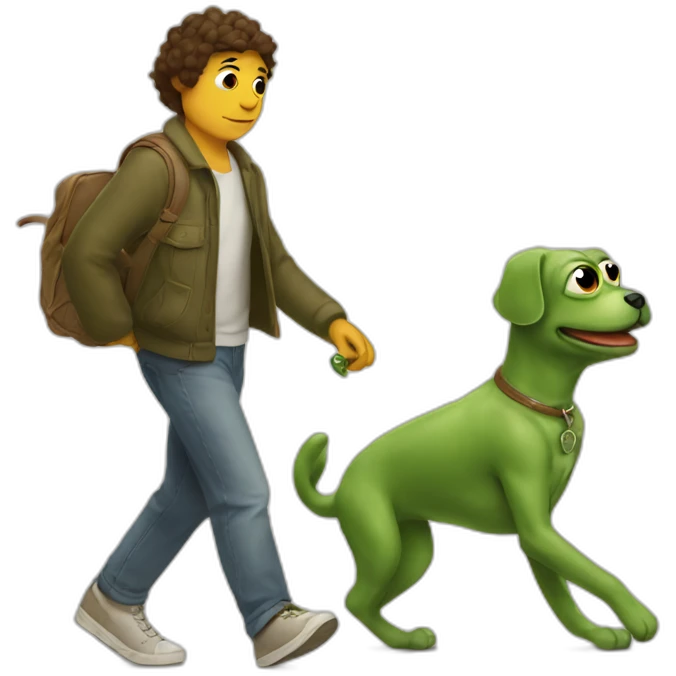 Pepe walking the dog emoji