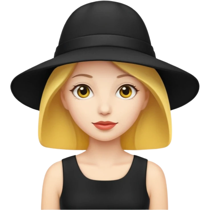 black dressed white women with yellow hat emoji