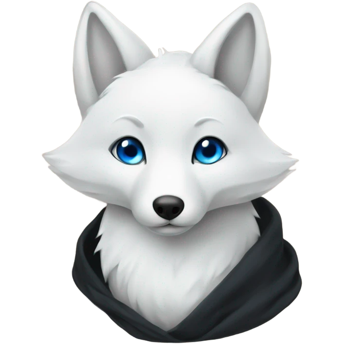 White fox with blue eyes and black blanket  emoji