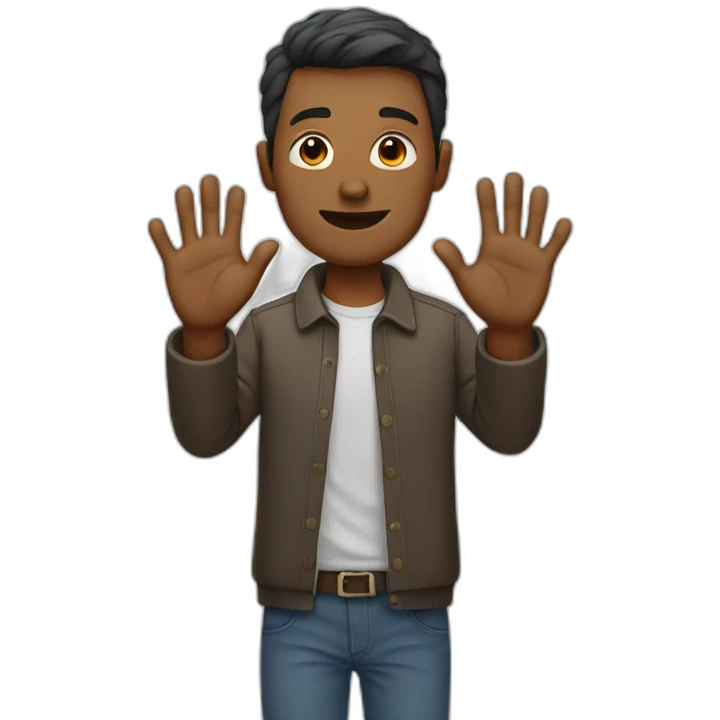 Man showing hands and pressing emoji