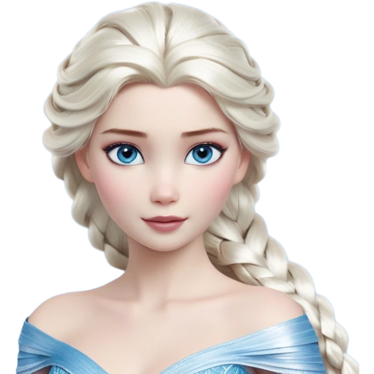 Cinematic Realistic Elsa Portrait, depicted with lifelike skin texture, soft natural lighting, and intricately detailed platinum blonde hair styled elegantly. Her striking, expressive blue eyes exude confidence and grace, complemented by a serene and regal expression. She is dressed in her signature icy attire, with shimmering fabric textures and delicate folds that catch the light beautifully. The portrait features a soft, enchanting glow with a cool, radiant finish, capturing the essence of timeless elegance in a realistic and painterly style, evoking a sense of depth and authenticity. emoji