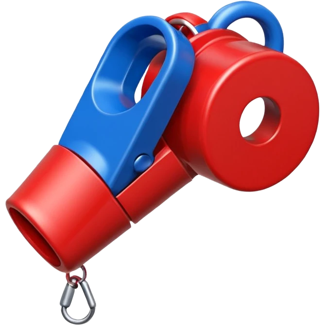 whistle in blue (#00A3E0) and red (#F9423A)  emoji