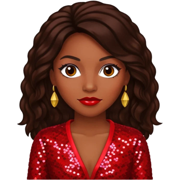 LaTocha Scott from Xscape with long dark brown hair, red sequin outfit emoji