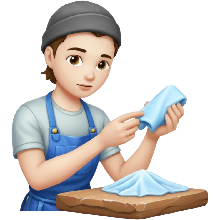 Sculptor polishing with cloth,Ice Sculptors. emoji