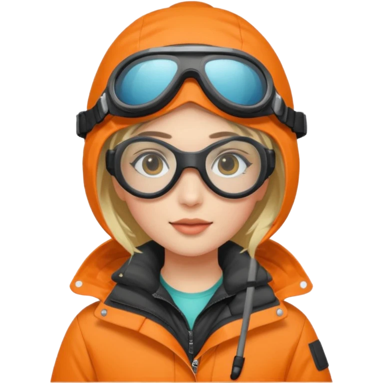 girl in parka, wearing goggles emoji