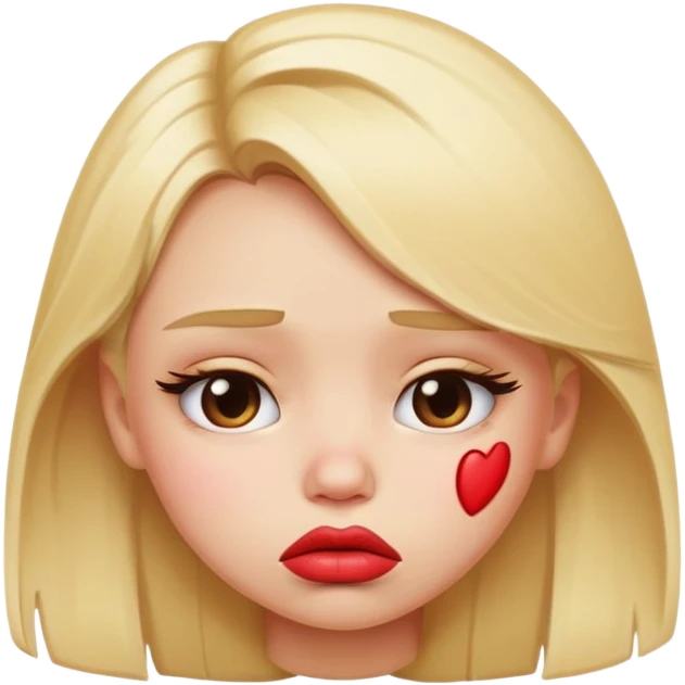 sad pouting blonde girl with big emoji lips emoji