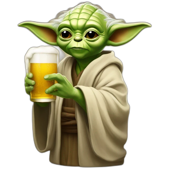 Yoda buvant une biere emoji
