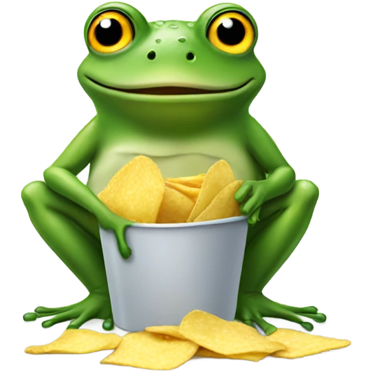 Frog eating chips emoji