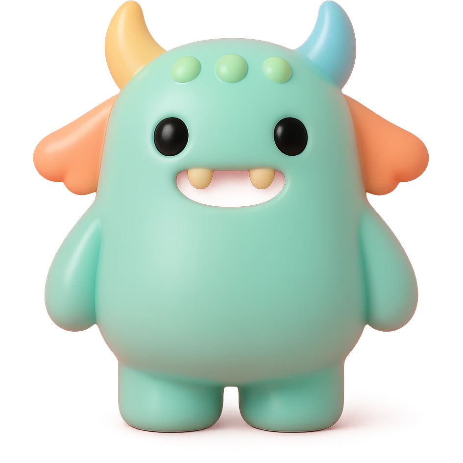 cute monster character, toy-like, colorful emoji