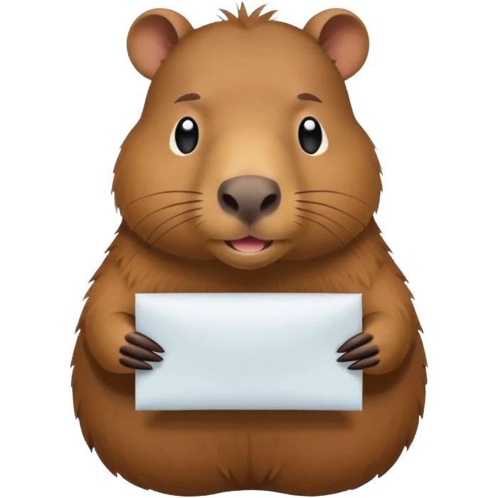 emoji of capibara chews white paper, full height emoji
