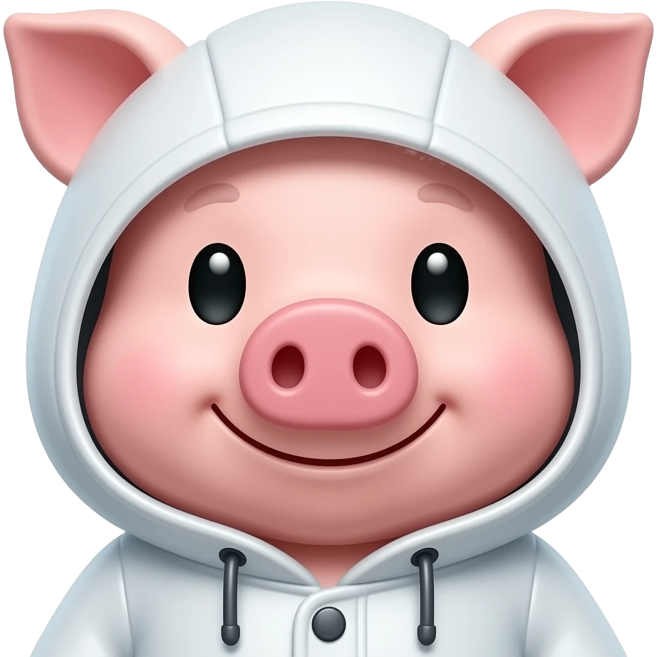 white colour  raincoat pig closeup emoji