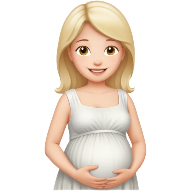 Беременная девушка в белом платье emoji