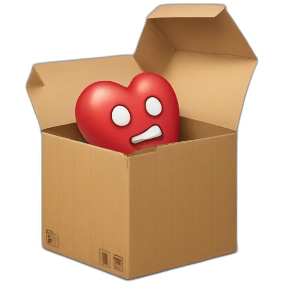 Real heart in a cardboard box emoji