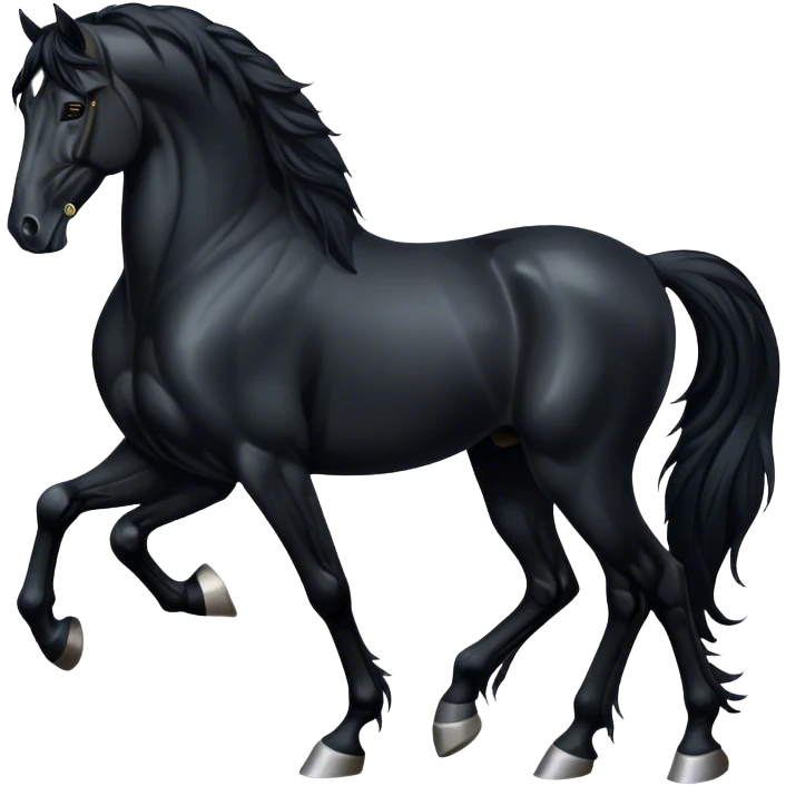 Fully black Friesian horse emoji