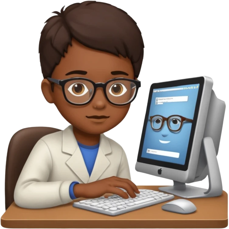 a child programs on a computer emoji