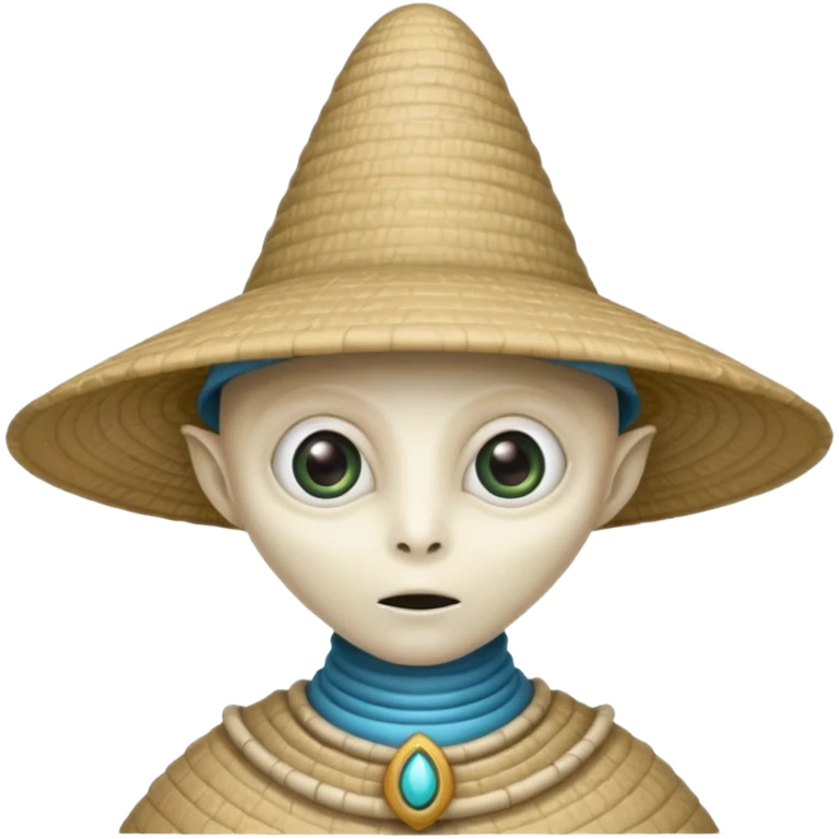 ancient alien with conical hat, white emoji