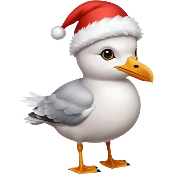 Seagull with a xmas hat emoji