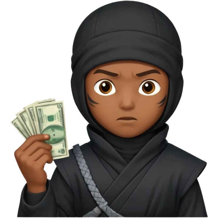 Niño ninja con dinero emoji