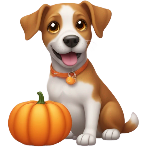 dog kissing a pumpkin while washing the dishes emoji
