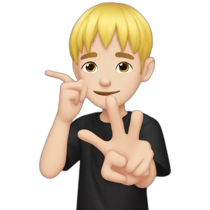 Lil peep doing rocks signs with his right hand emoji