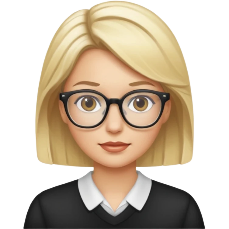 White woman, Blode hightlights, glasses,  emoji