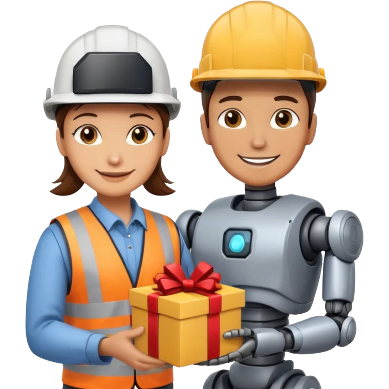 robot gift with an  worker emoji