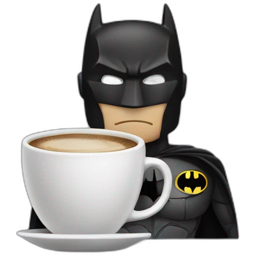 batman with a cup of coffee emoji