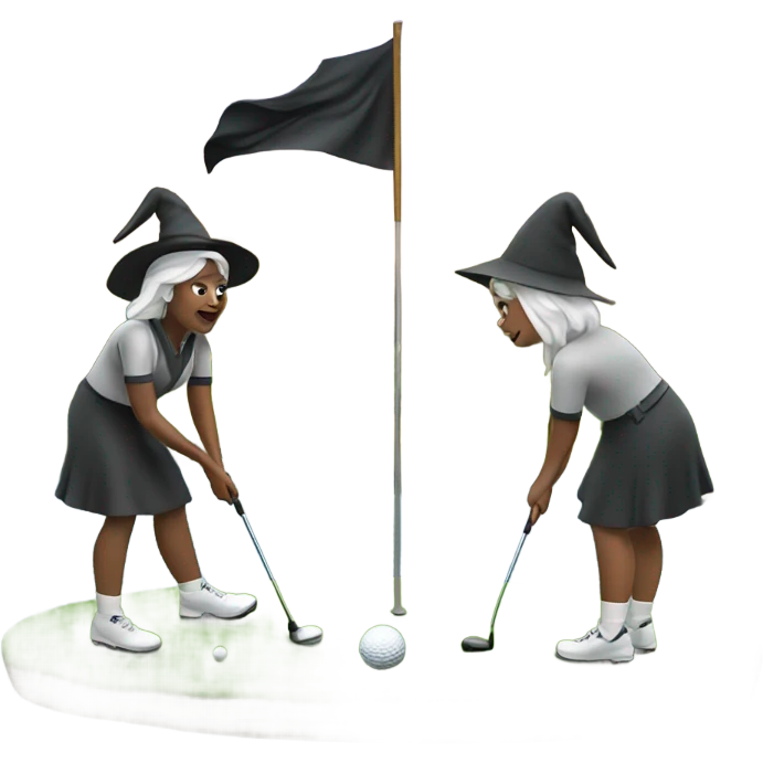 2 witches putting on a golf course  emoji